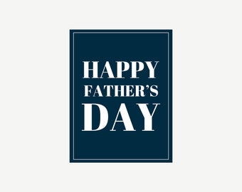 Afdrukbaar Happy Father's Day-bord in blauw, modern minimalistisch