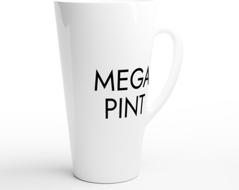 Mega Pint Cup - White Latte 17oz Ceramic Mug, Present, Gift