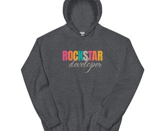 Desenvolvedor Rockstar, moletom unissex, presente ou presente para programador de computador, codificador de software, TI