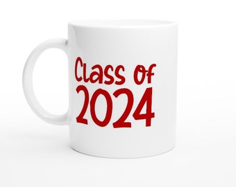 Class of 2024, White Ceramic Coffee Mug, Tea Cup, Graduation Gift, Present