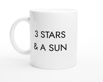 3 Stars & A Sun Coffee Mug - White Ceramic Tea Cup, Beverage, Drinkware, Philippines, Filipino, Pinoy Pride, Present, Gift