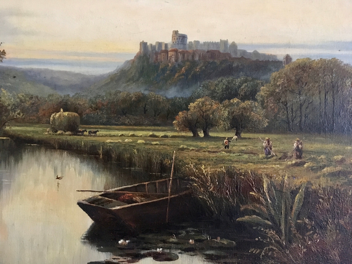 Antique Oil Painting Windsor Castle British Royal Family Etsy