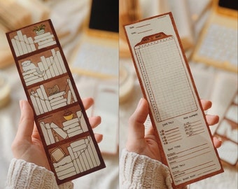 COMBO Reading Habit & Bookshelf Tracker Bookmark! DOUBLE-SIDED