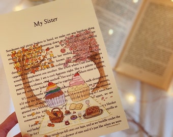 Sisters Art Print: Cupcake Picnic Illustration, Sister Gift (A5)