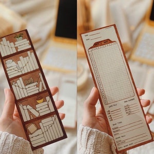 COMBO Reading Habit & Bookshelf Tracker Bookmark! DOUBLE-SIDED