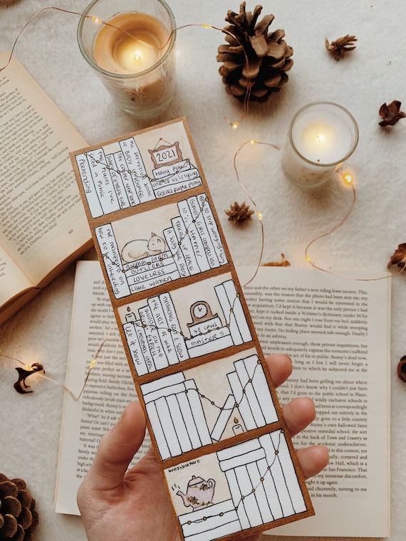 ROWDY ROBIN Book Tracker Bookmark - Stainless Steel Double-Sided Reading Log, 28 Book Spines, Includes Fine-Tip Marker - View #3