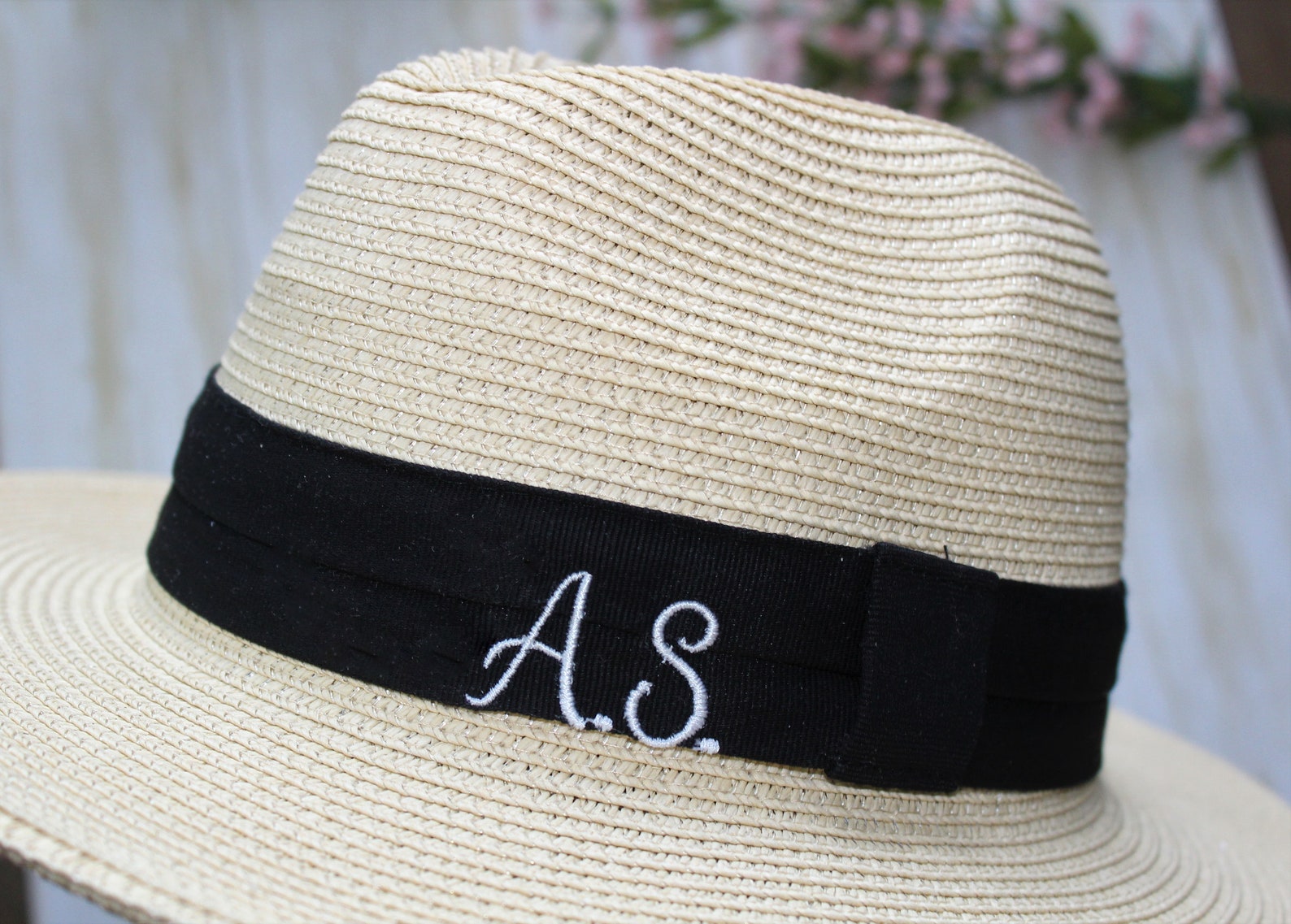 Personalized Panama Hat Unisex Beach Hat Initials Beach Hat Etsy