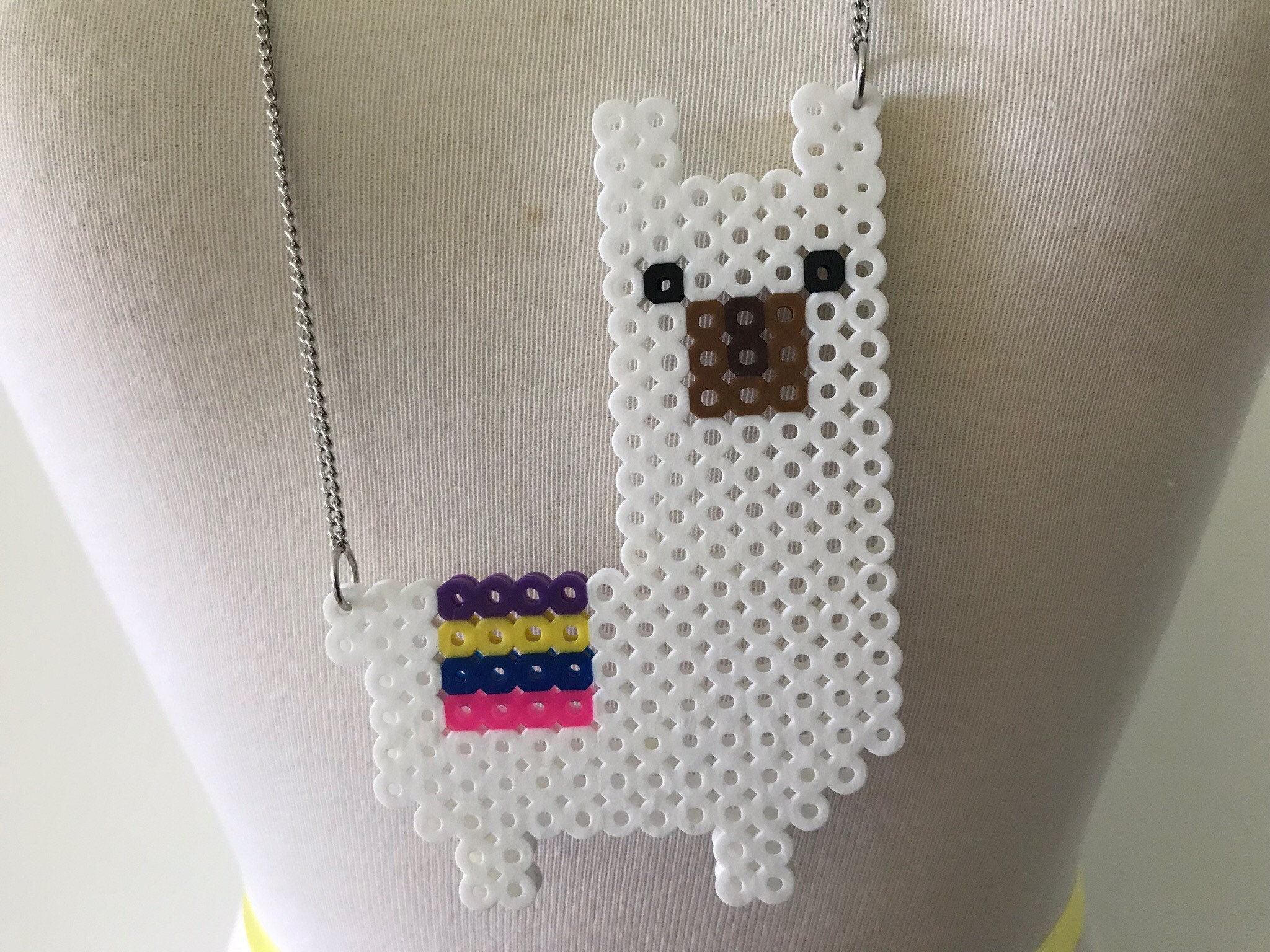 Llama perler / hamma / melty bead necklace Etsy