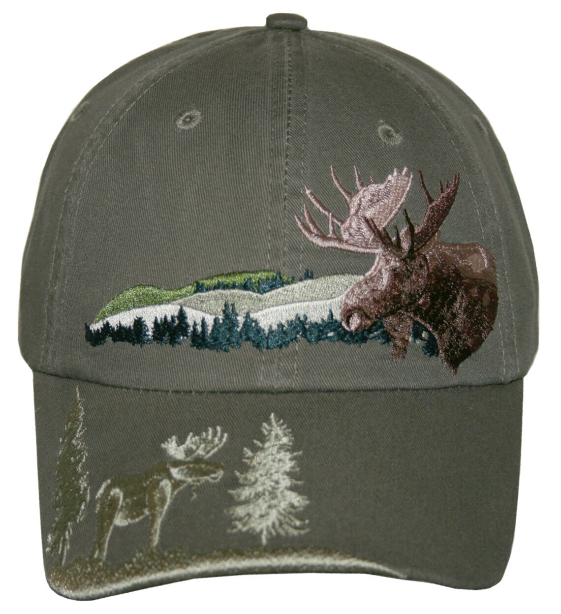 Moose Ball Cap Embroidered Moose Scene Hat Embroidered Moose Etsy