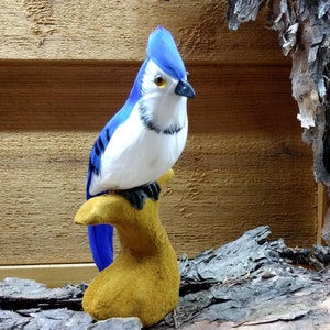 Handmade Blue Jay Toy Blue Jay Bird Replica made with real feathers Lifelike Blue Jay Toy Bird