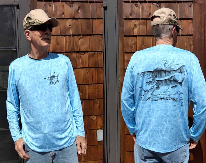 Walleye Fishing Shirt: Long Sleeve Sun Shirt with Water Design