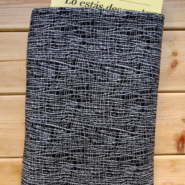 Pochette à Livre / Etui pour LIVRE Pochette de Livre tissu fait à main dessin Lignes grises et blanches