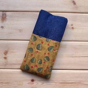 Iphone 14 Pro Max ケース / iPhone 14+ カバー / iPhone 13 Mini ケース ファブリック リーフとデニム ボタン