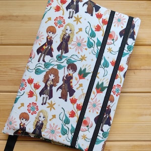 Funda cubierta ajustable de tela / Protector de libros ajustable / Funda libro ajustable con marcapáginas / Tela magos
