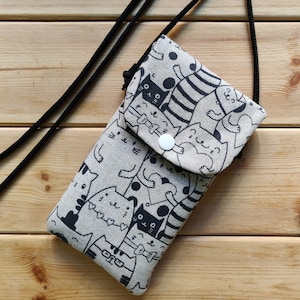 Etui avec Cordon Housse Pochette Tissu dessin Chats Samsung Galaxy S22 / S21 / S10 / S9 / S8 / Note 20/ A71 / A51