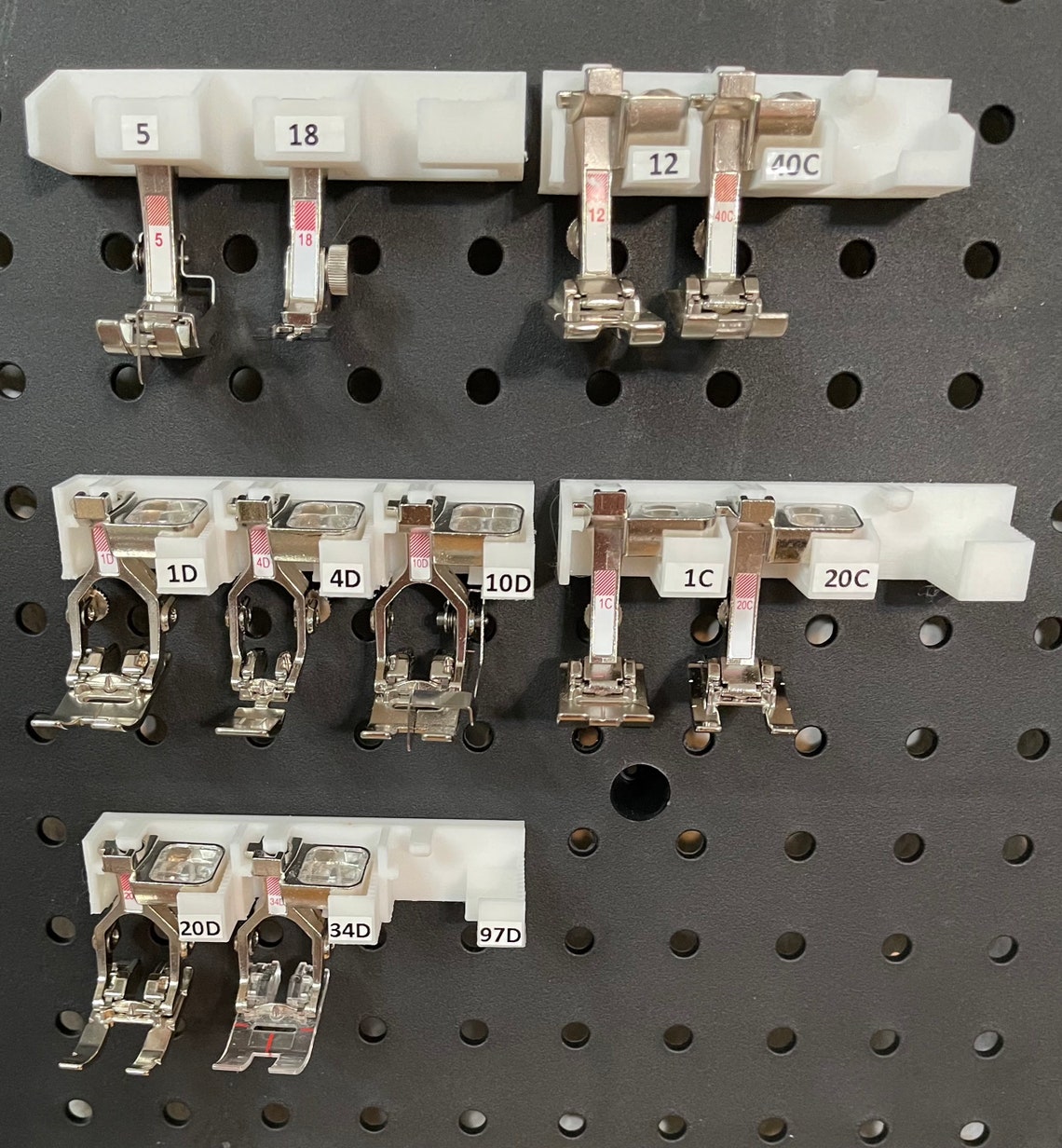 Custom Made Holders for Bernina Feet attach to pegboard Etsy