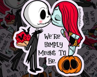 Jack And Sally Vinyl Sticker – Cute Waterproof Glossy Decal for Water Bottle, Laptop, Planner, Journal