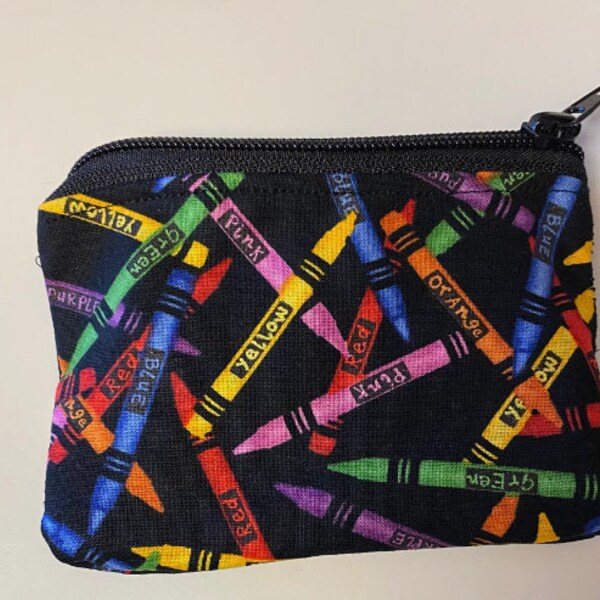 Colorful Crayon Print Coin Purse - Compact, Zippered Pouch for Kids & Teachers