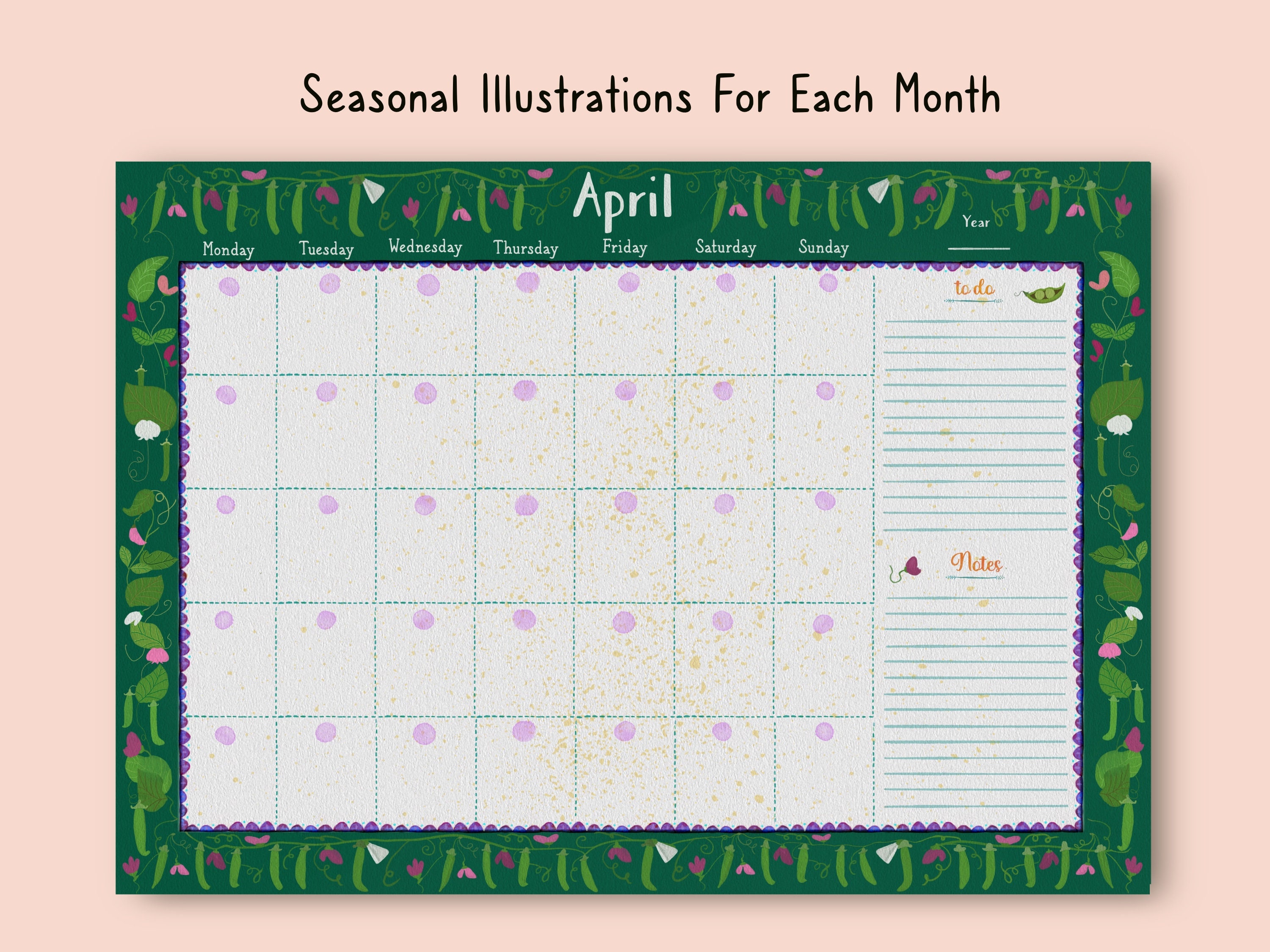 Monthly Blank Calendar Printable Undated Calendar Monthly - Etsy
