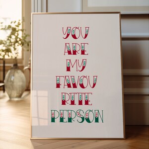 You Are My Favourite Person Art Print | Romantic Wall Decor | Love Quote Poster | Anniversary Gift | Bedroom Wall Art | Valentine&#39;s Gift
