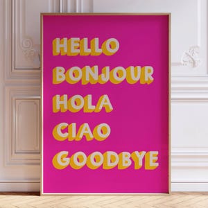 Multilingual Welcome Print Hello Bonjour Hola Ciao Art Entryway Wall Decor Digital Download, Hallway Welcome Poster Global Greetings