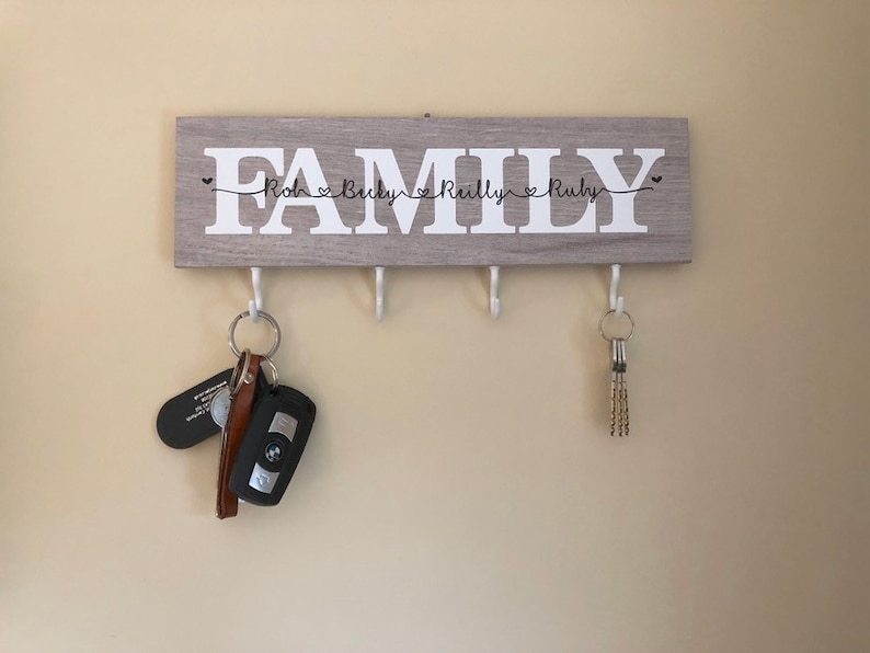 Personalised family key holder or wall plaque Etsy