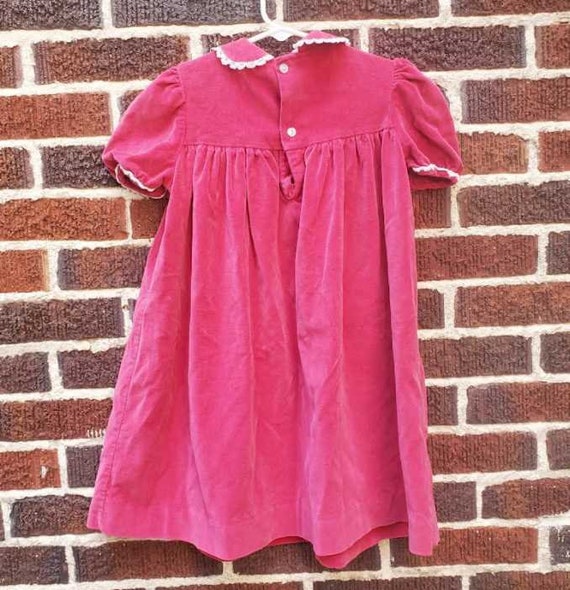 Vintage 70s girl's 6X Polly Flinders red velvet C… - image 4