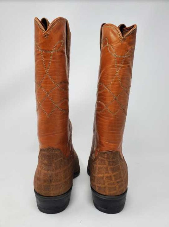 Vintage women's 5 5b Justin 2 tone leather cowboy… - image 9