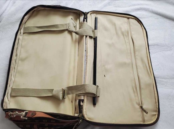 Vintage 80s Lark expandable carry on suitcase mes… - image 8