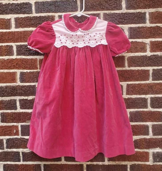 Vintage 70s girl's 6X Polly Flinders red velvet C… - image 2