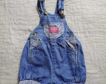 Vintage 90s girl's 18 mo OshKosh B'Gosh Made in USA overalls shortalls vestbak