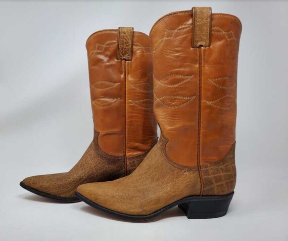 Vintage women's 5 5b Justin 2 tone leather cowboy… - image 8