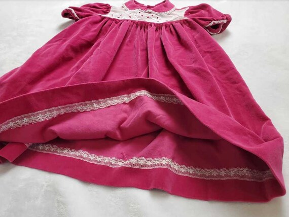 Vintage 70s girl's 6X Polly Flinders red velvet C… - image 5