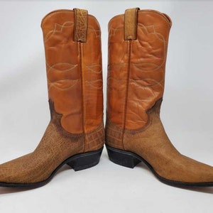 Vintage women&#39;s 5 5b Justin 2 tone leather cowboy boots