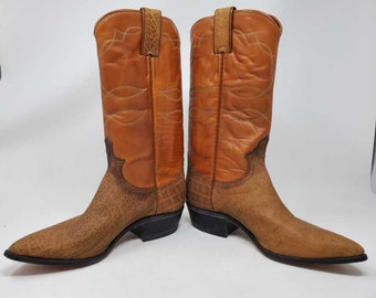 Vintage women's 5 5b Justin 2 tone leather cowboy boots