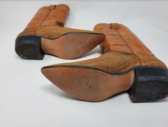 Vintage women's 5 5b Justin 2 tone leather cowboy… - image 10