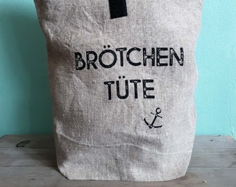 Linen bread bag / reusable bread bag / fabric bread bag with print / storing bread / linen bag for bread