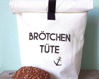 Brötchentüte weiß / Brotbeutel mit Aufdruck / verpackungsfrei einkaufen / Zero Waste Brotbeutel / Stoffbeutel für Brot weiß