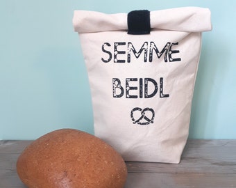 Kleiner Semmebeidl / Brötchentüte mit Aufdruck / Brotbeutel aus Baumwolle / Zero Waste Brotbeutel / wiederverwendbare Brottüte
