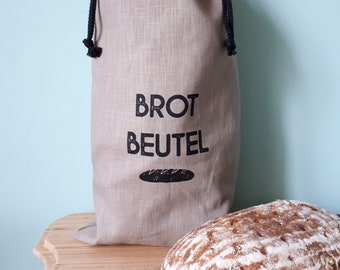 Linen bread bag / bread bag with print / linen bag for bread / reusable bread bag / zero waste bread bag taupe