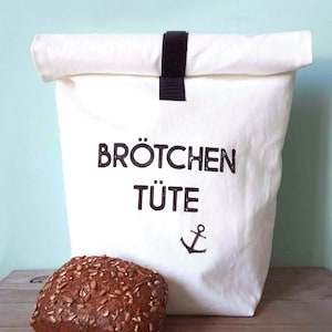 Brötchentüte weiß / Brotbeutel mit Aufdruck / verpackungsfrei einkaufen / Zero Waste Brotbeutel / Stoffbeutel für Brot weiß