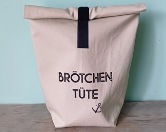Bread bag sand / bread bag with print / shopping without packaging / zero waste bread bag / fabric bag for bread beige