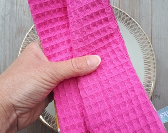 Set of 2 dishcloths waffle structure / dishcloth without plastic / waffle piqué cloth / sustainable kitchen helpers / wiping cloth pink microplastic-free