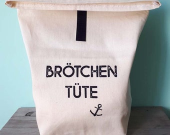 Brötchentüte mit Aufdruck / Brotbeutel aus Baumwolle / Zero Waste Brotbeutel / wiederverwendbare Brottüte / Beutel Siebdruck natur