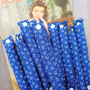 Set of 12 sleep curlers with snap fastener anchor blue white red / curlers without heat / curlers for the night / hair curlers / curlers