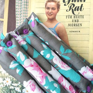 Set of 12 sleep curlers with snap fastener, floral taupe pink / curlers without heat / curlers for the night / hair curlers / floral