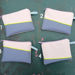 Mini monedero con ribetes neón amarillo / cartera estilo años 80 / monedero básico / monedero con cremallera / mini monedero / monedero pequeño