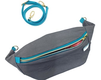 Cross Body Bag aus Upcycling Plane / Fanny Pack Damen / Festival Bag / Umhängetasche Damen / Upcycling Bauchtasche / Upcycling Tasche / Grau