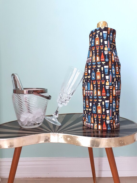 Flaschenkühler für Wein Atomic Cocktail / Weinkühler / Sektkühler / Getränkekühler / Kühlmanschette / Bottle Cooler / Atomic Age Design