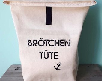 Brötchentüte natur / Brotbeutel mit Aufdruck / verpackungsfrei einkaufen / Zero Waste Brotbeutel / Stoffbeutel für Brot offwhite